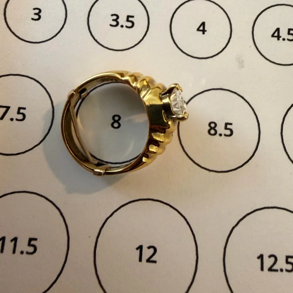 Cubic zirconia gold ring, size 8
